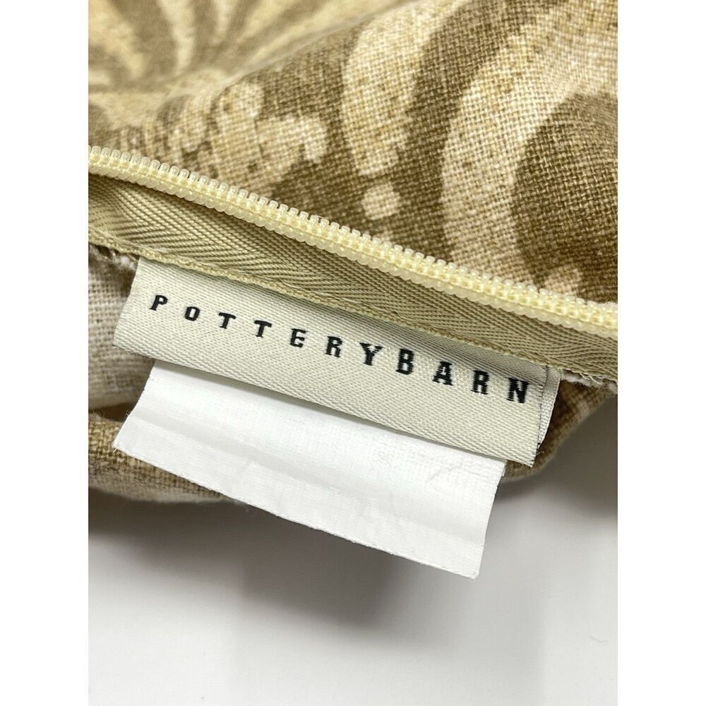 Pottery Barn 20x20” Square Accent Pillow Paisley Linen Blend Beige Tan Brown - Picture 3 of 5